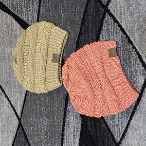 C.C CHUNKY STRETCH CABLE KNIT BEANIE HATS BUNDLE